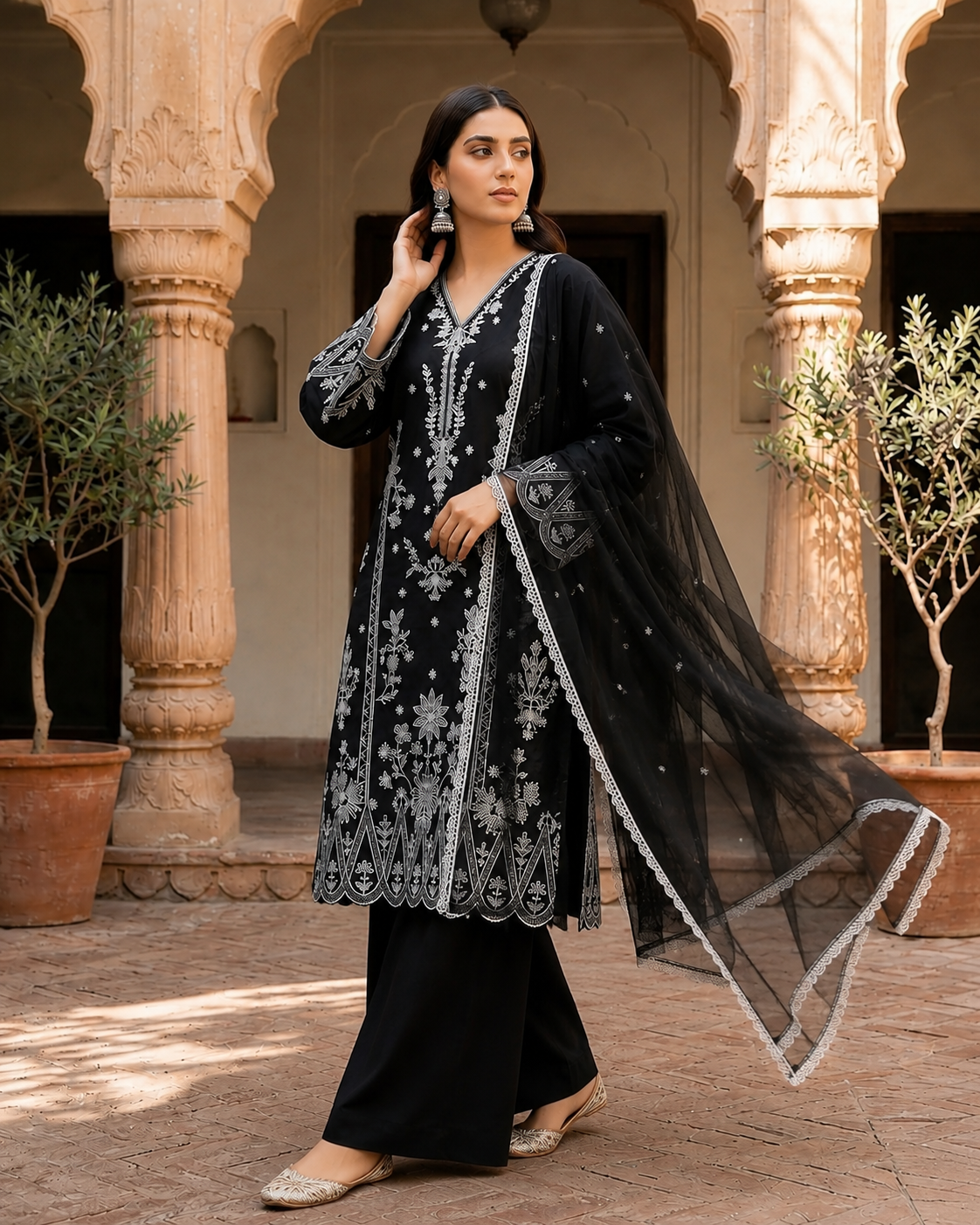 Embroidered 3 Piece Lawn Cotton Dress – 6258