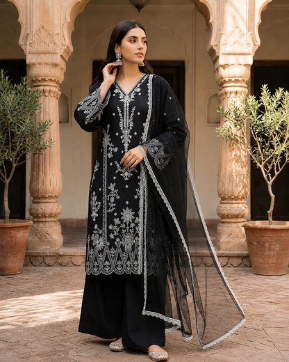 Embroidered 3 Piece Lawn Cotton Dress – 6258