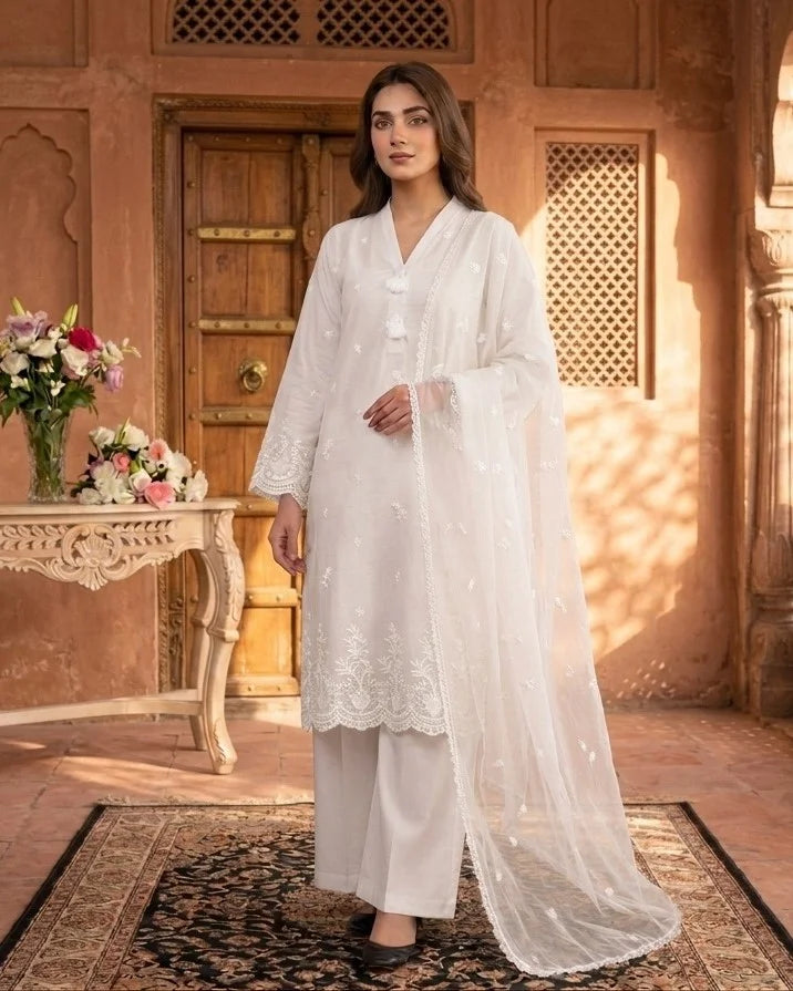 Embroidered 3pc dress – 6256